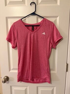 adidas Pink V-Neck Athletic Tee
